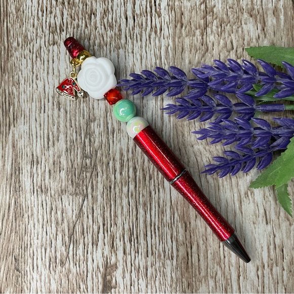 Handcrafted Christmas Pens Beaded Unique Artisan Gifts Office Accessories - Picture 6 of 10